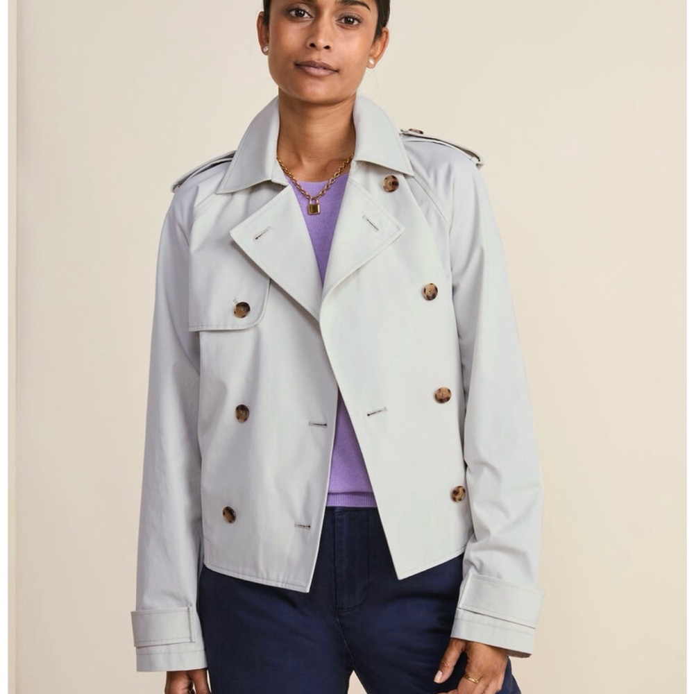 Vineyard Vines Gray Trench Coat with Tailored Silhouette…size small